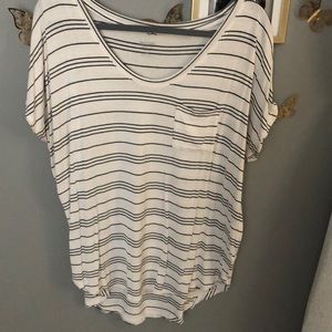 Cute white shirt with black striped & pocket